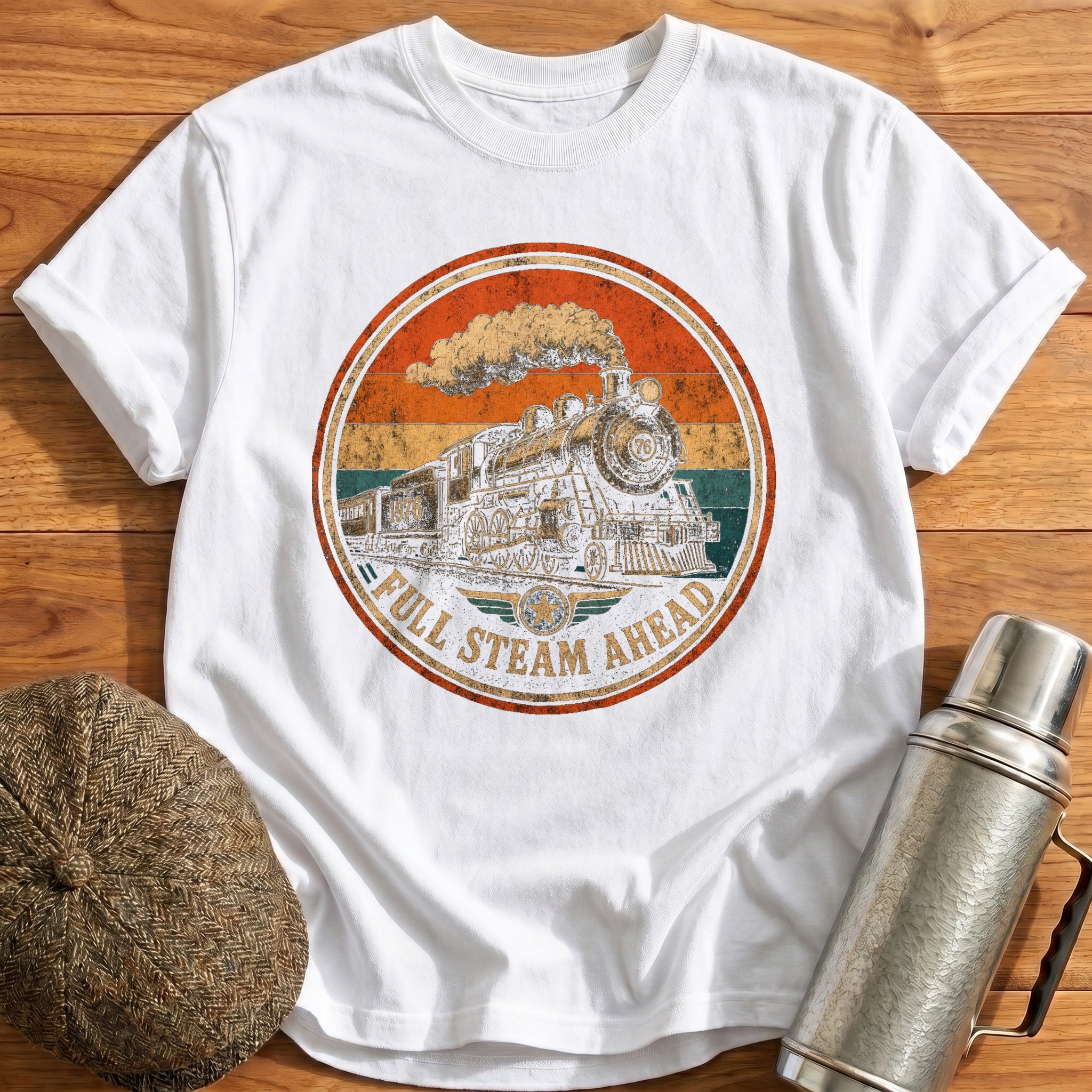 Retro Train Badge T-Shirt - White