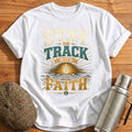 Stay on Track with Faith T-Shirt - White