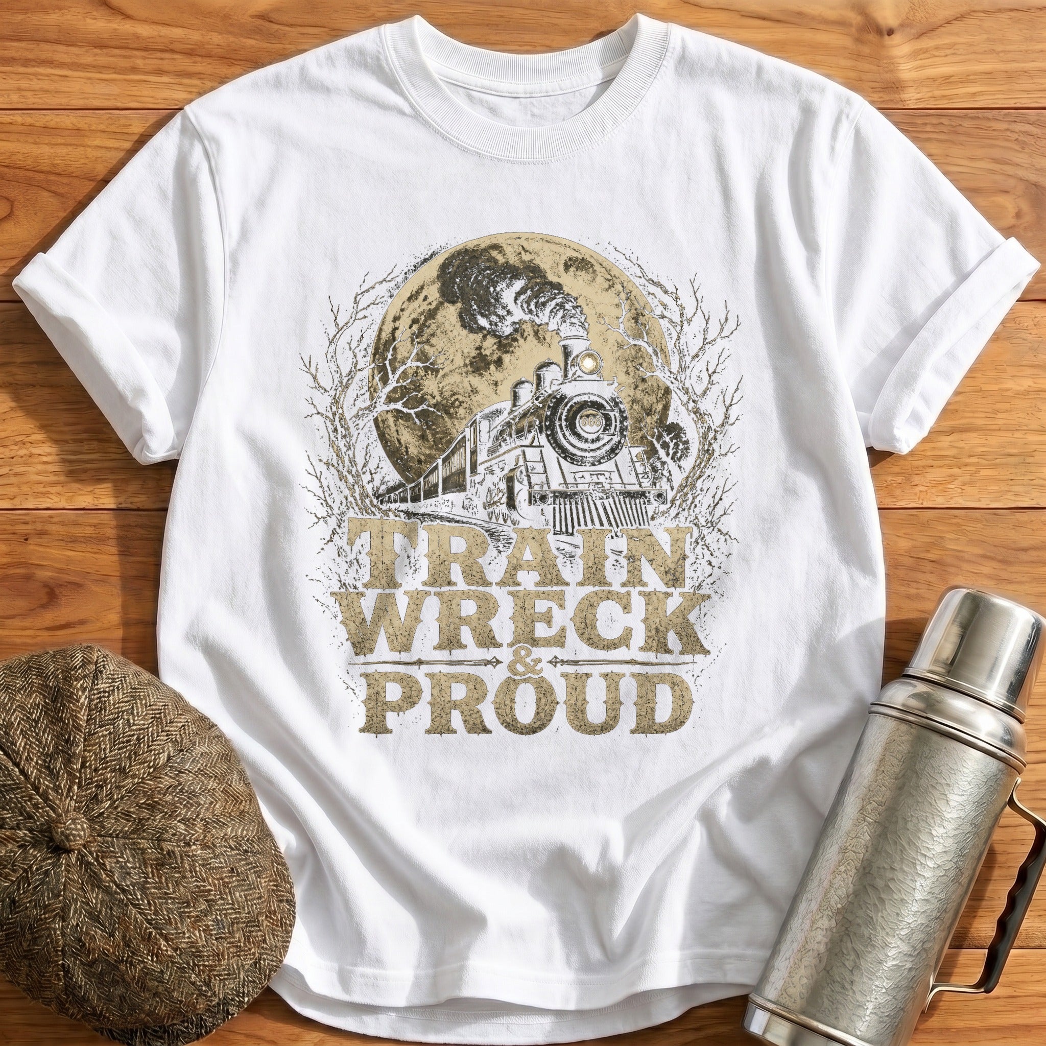 Train Wreck and Proud T-Shirt - White