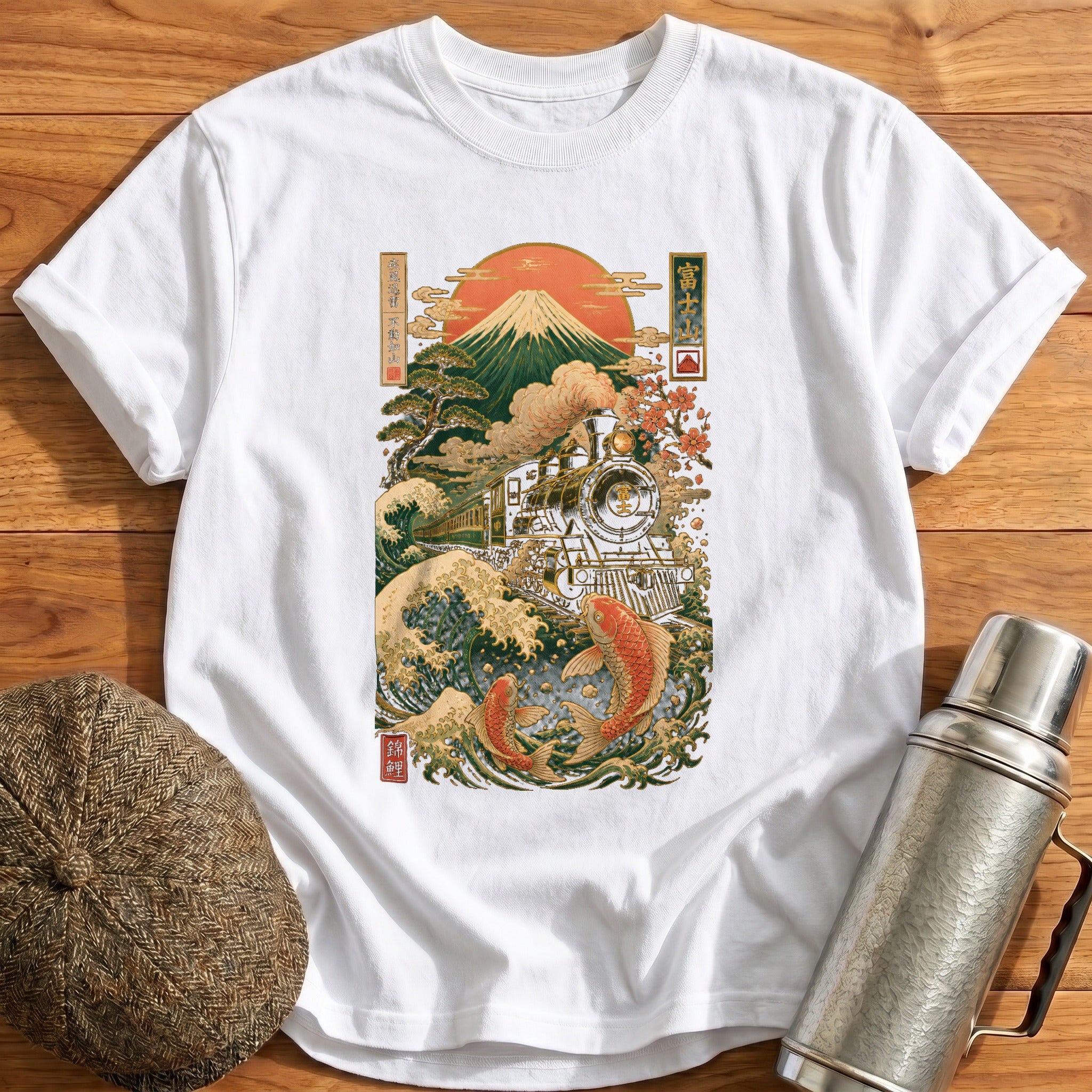 Ukiyoe Train T-Shirt - White